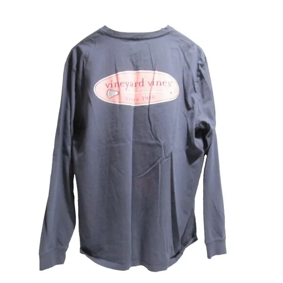 Vineyard Vines Lacrosse Long Sleeve T-Shirt Blue Size Large 100% Cotton - Picture 1 of 5
